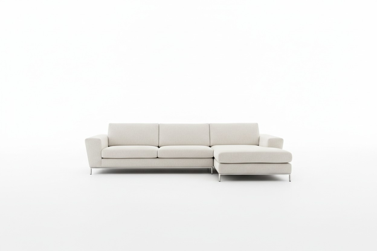 Textil Luxus Ecksofa L-form Polster Modern Weiß Sitz Möbel Wohnzimmer Eck Neu