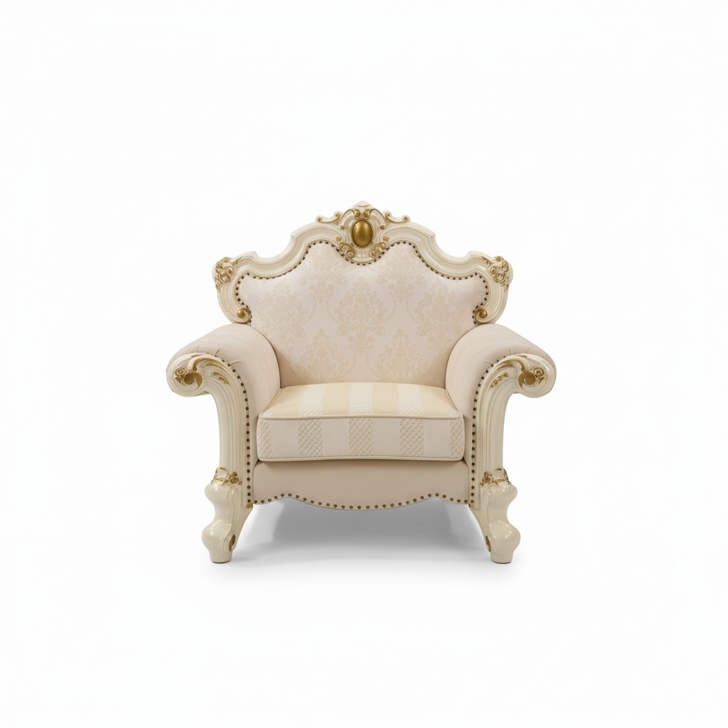 Textil Sessel 1 Sitzer Sofa Polster Sofas Design Luxus Klassische Barock Rokoko