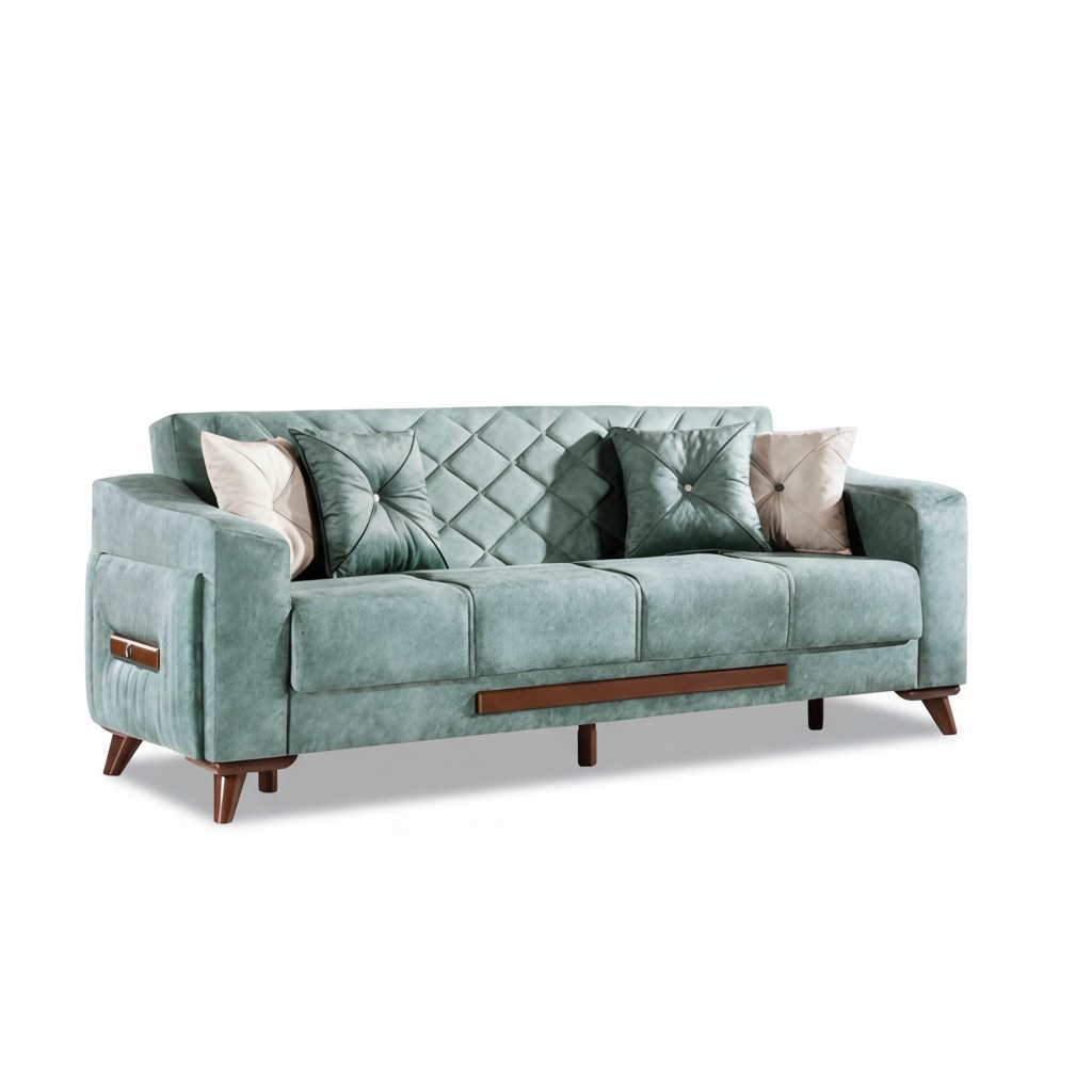 Textil Sofa 3 Sitzer Polster Sofas Design Couch Möbel Dreisitzer Turkis