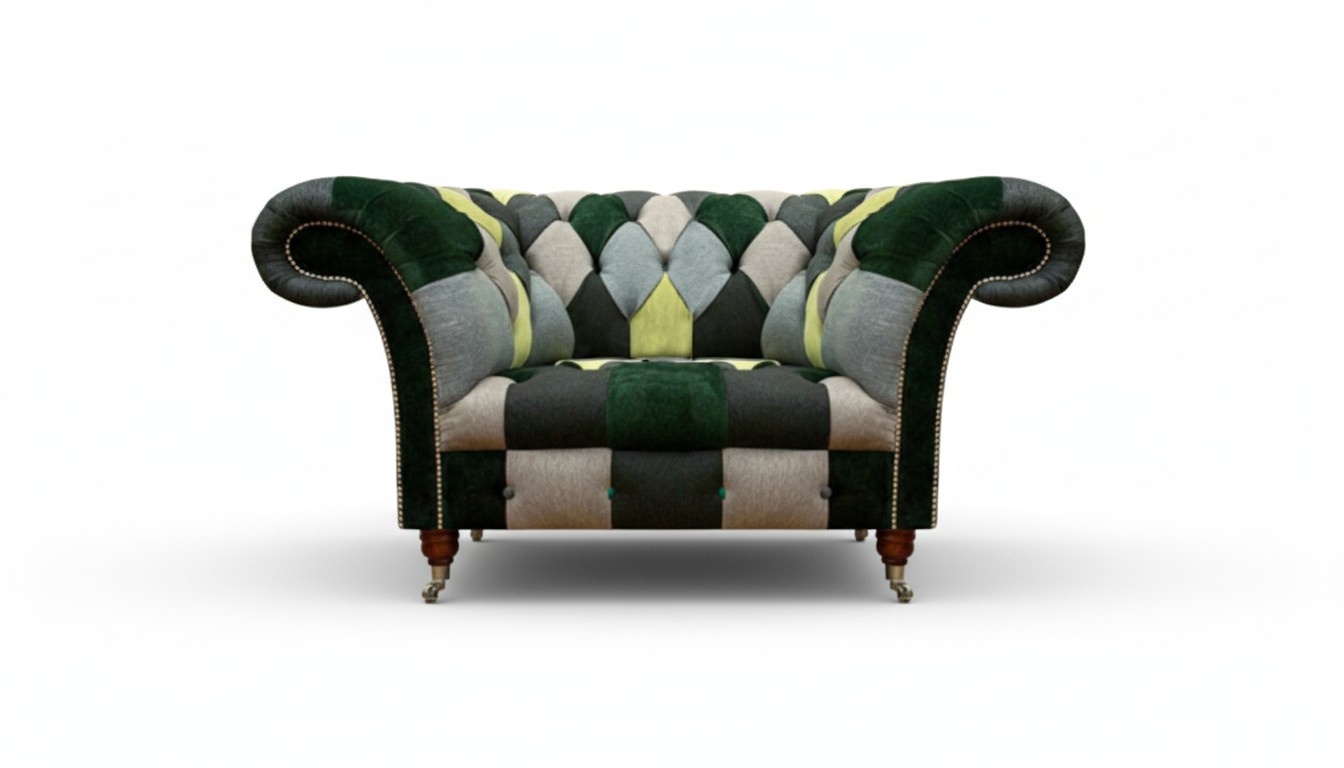 Textil Stoff Sessel Modern Einrichtung Sitzmöbel Polstersessel Chesterfield