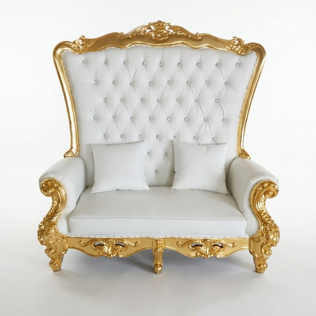 Thron Sofa Couch Königlicher Polster Chesterfield Samt Antik Stil Zweisitzer