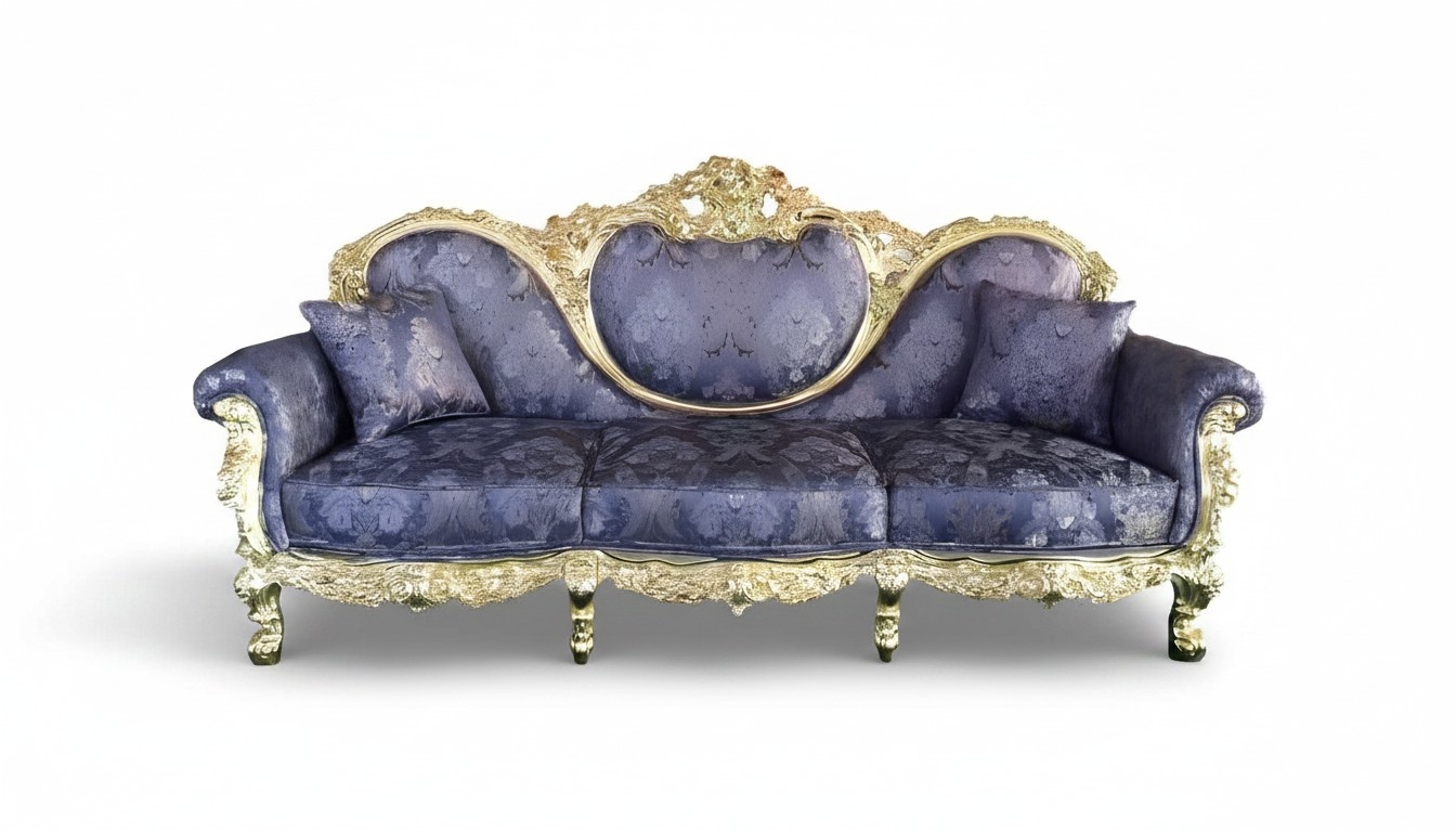 Thron Sofa Queen Polster Samt 3 Sitzer Antik Stil Sessel Lounge Chesterfield Neu