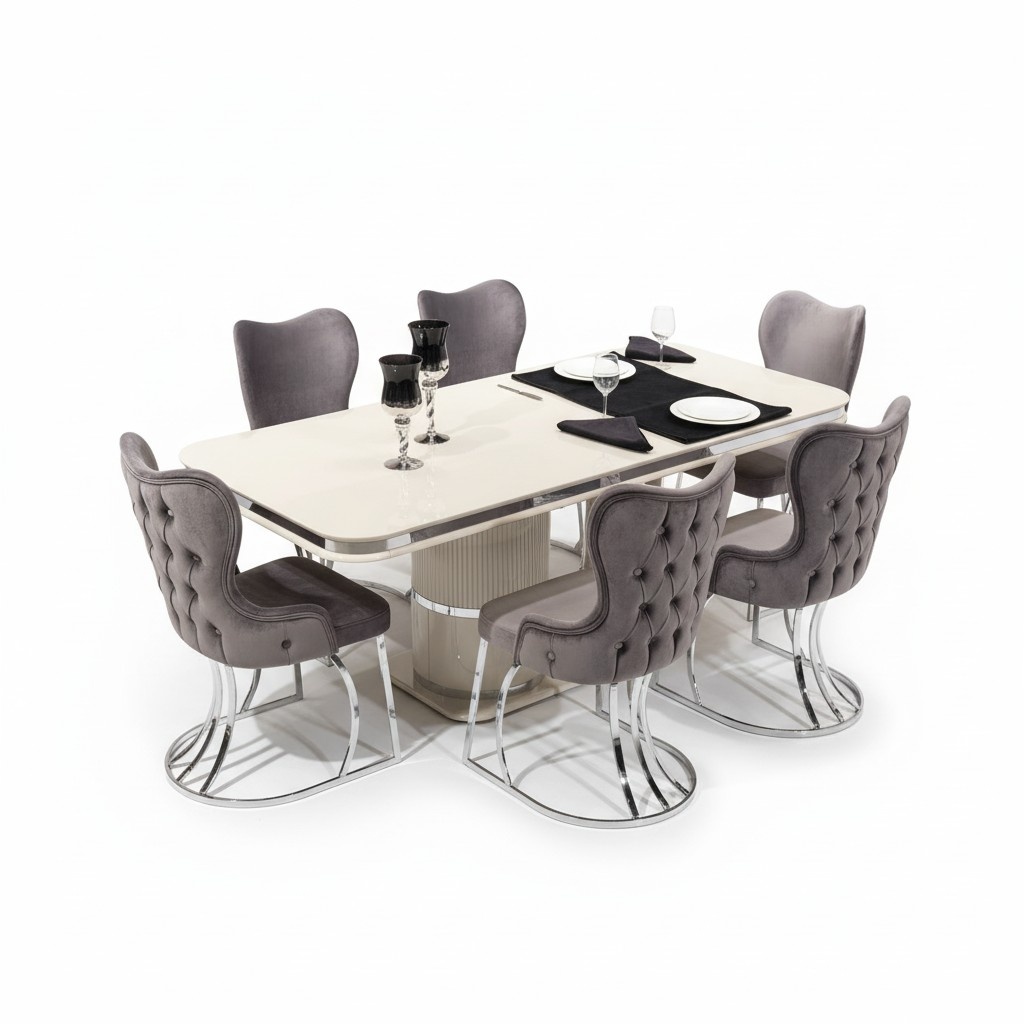 Tisch 6x Stühle 7tlg Esszimmer Holztisch Esszimmer Set Gruppe Design