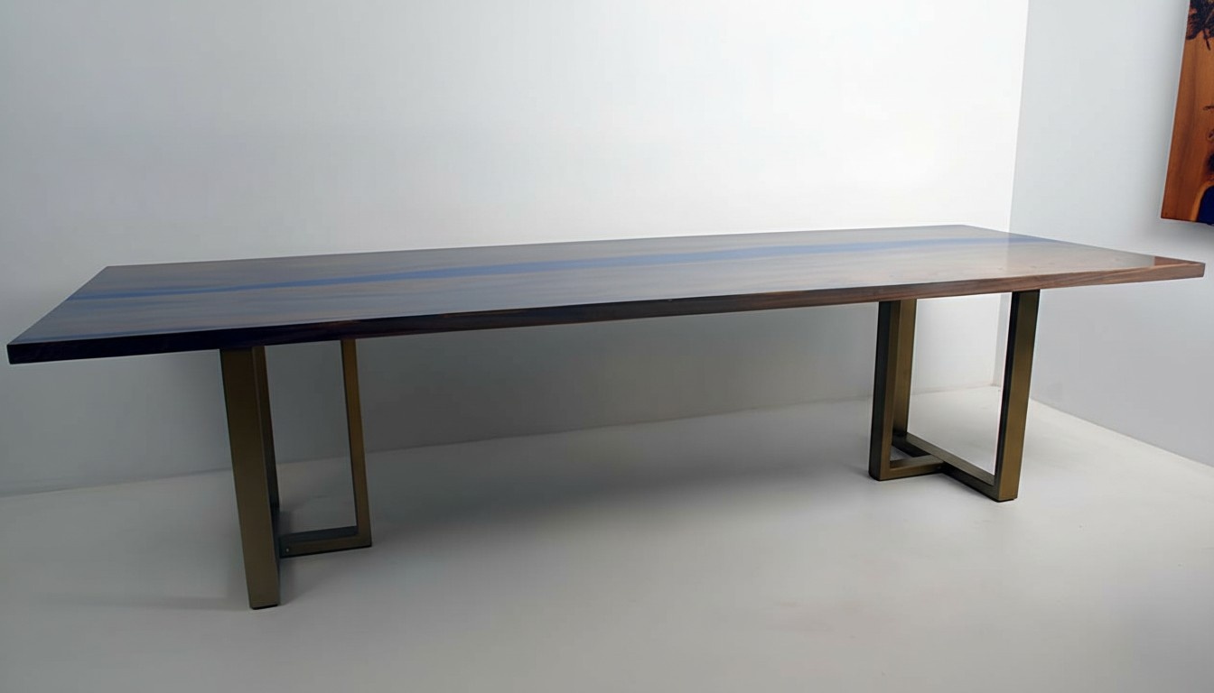 tisch epoxid harz esstisch echtes holz massive möbel wasserfall epoxy giessharz