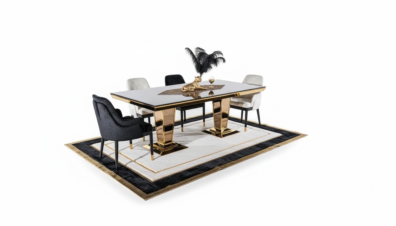 Tisch Esstisch Holz Esszimmer Garnitur 4x Stuhl Set Stühle schwarz Gruppe