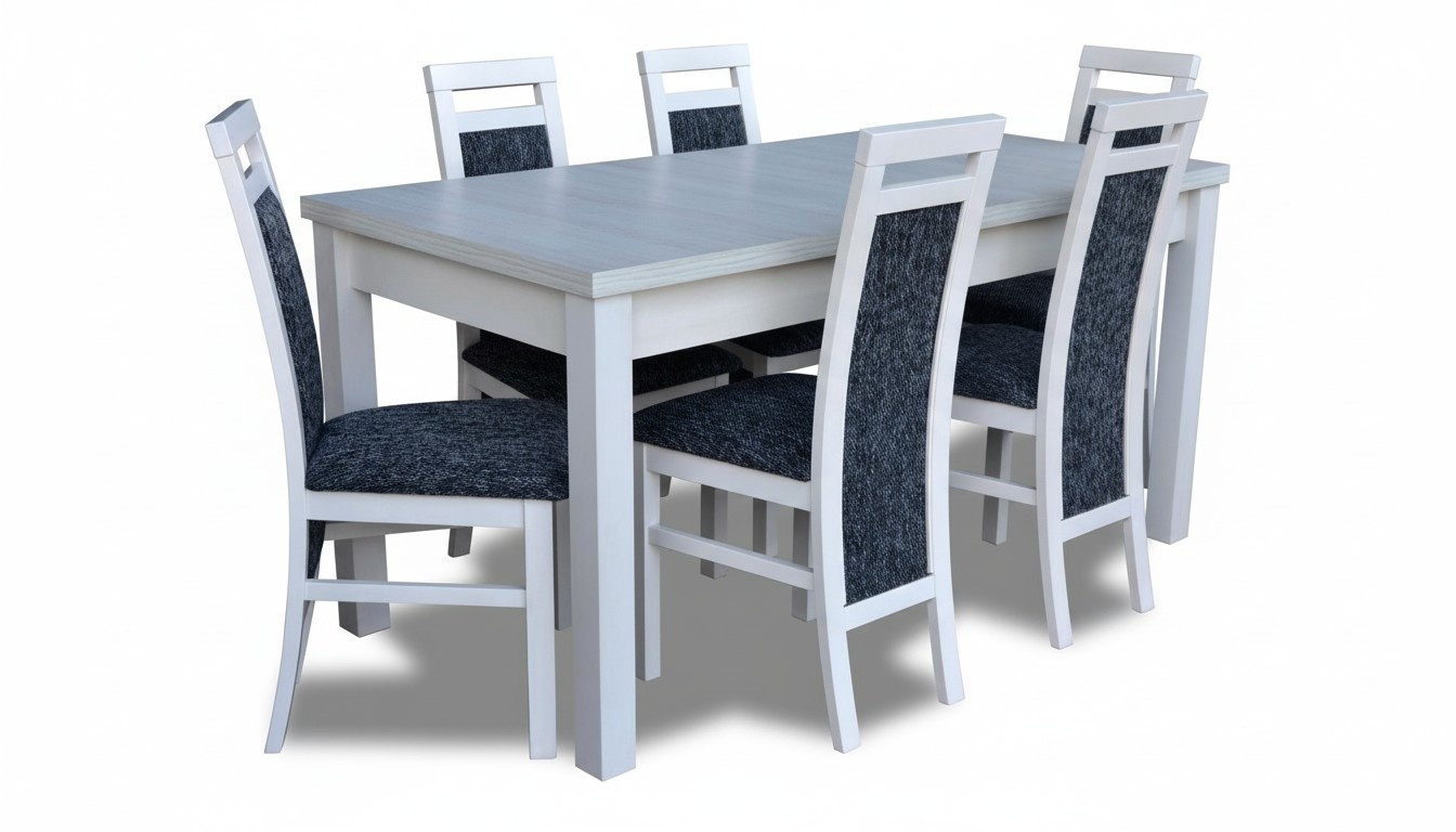 Tisch Esszimmer Garnitur Esstisch Stuhl Set 7tlg. Leder Holz Lehn Stühle Neu