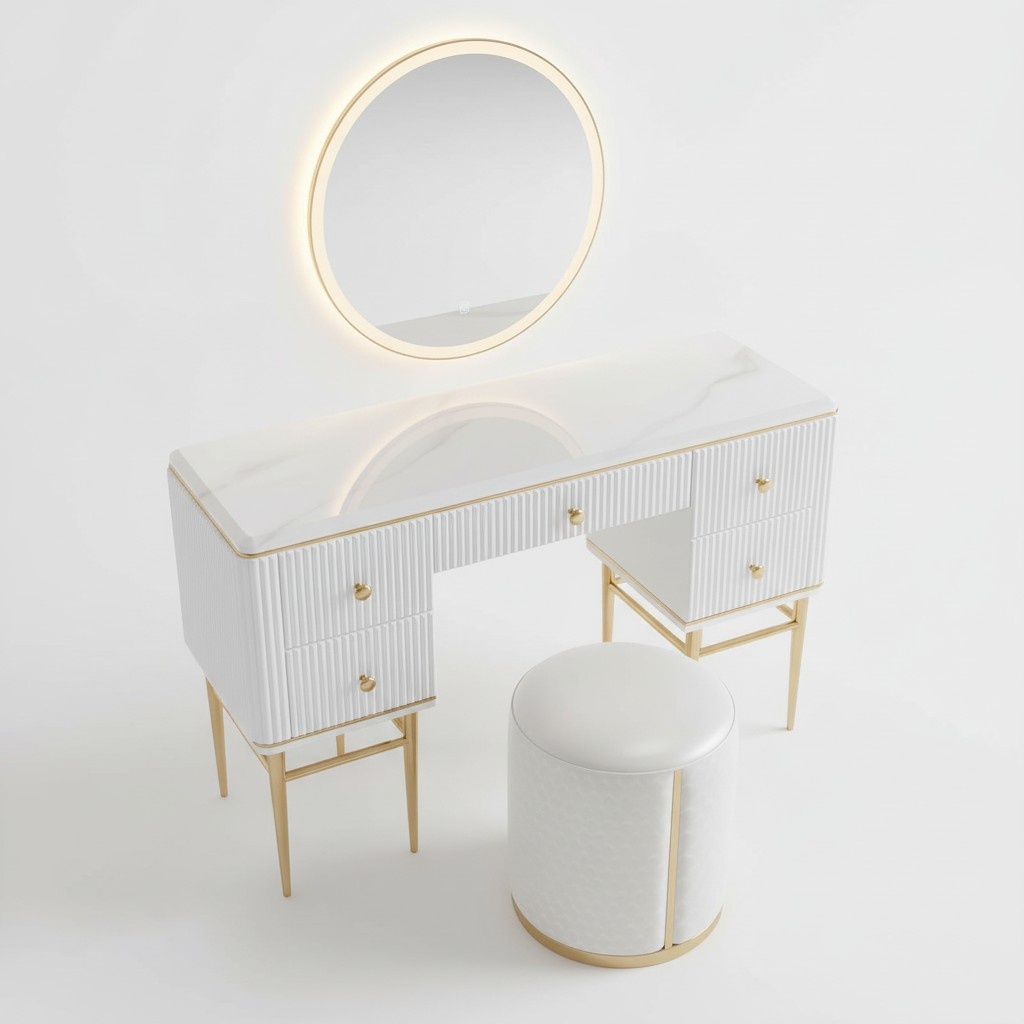 Tisch Moderne Konsole Spiegel Kommode Schminktisch Schlafzimmer Hocker Set