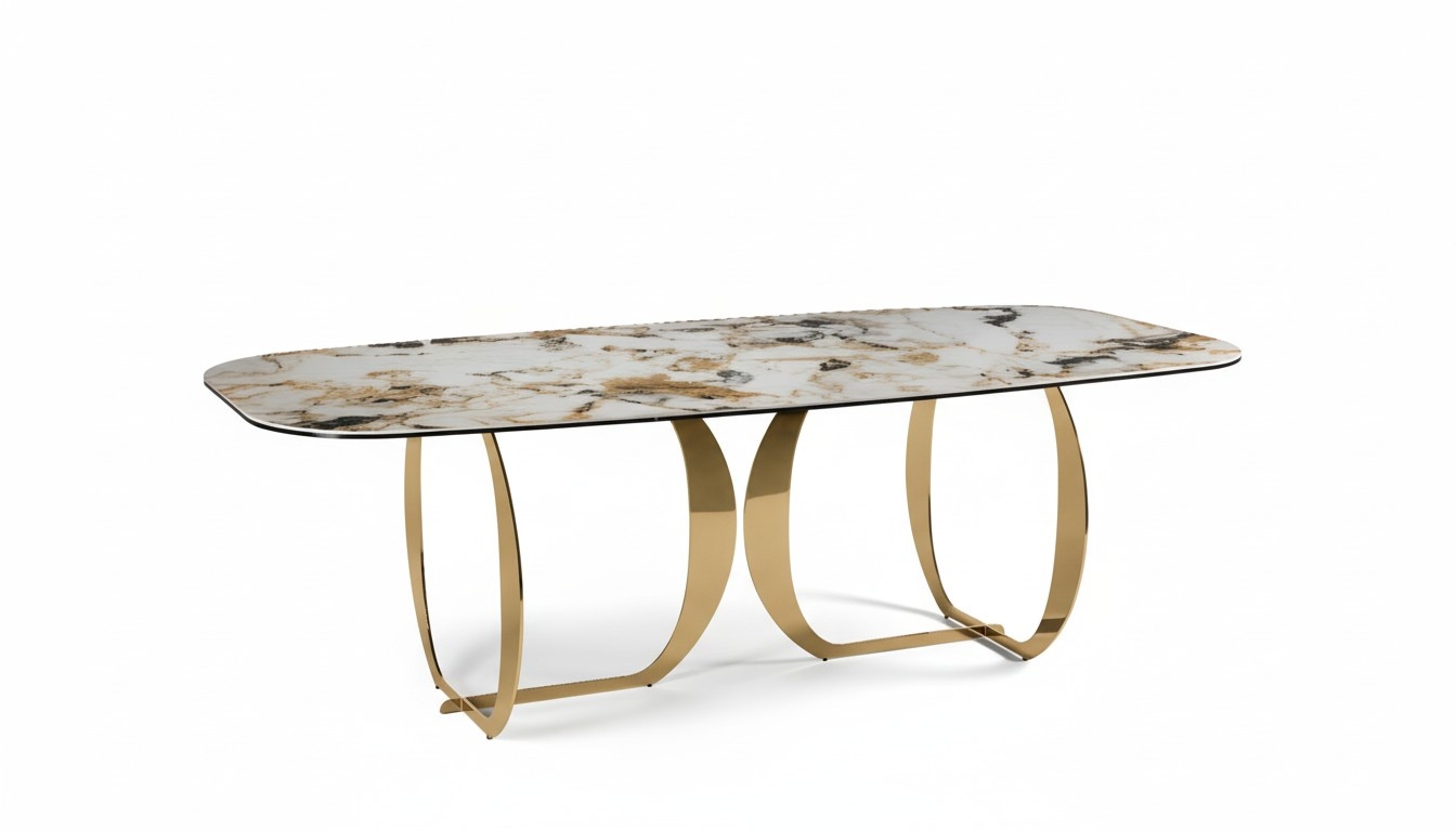 Tisch Modern Beige Luxus Esstisch Küchentisch Rechteckiger Esszimmertisch