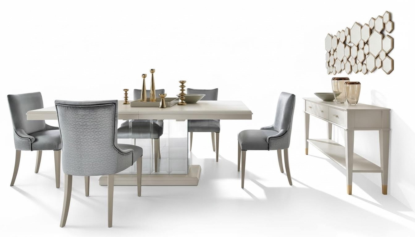 Tisch Säulen Esszimmer Essgarnitur Esstisch Essgruppe Stühle 6tlg.