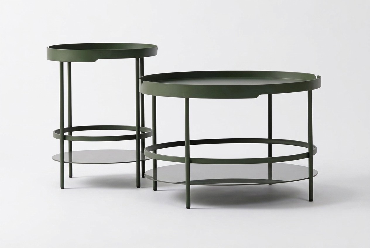 Tisch-Set Mitteltisch & Beistelltisch aus Holzfurnier Satztisch Tische