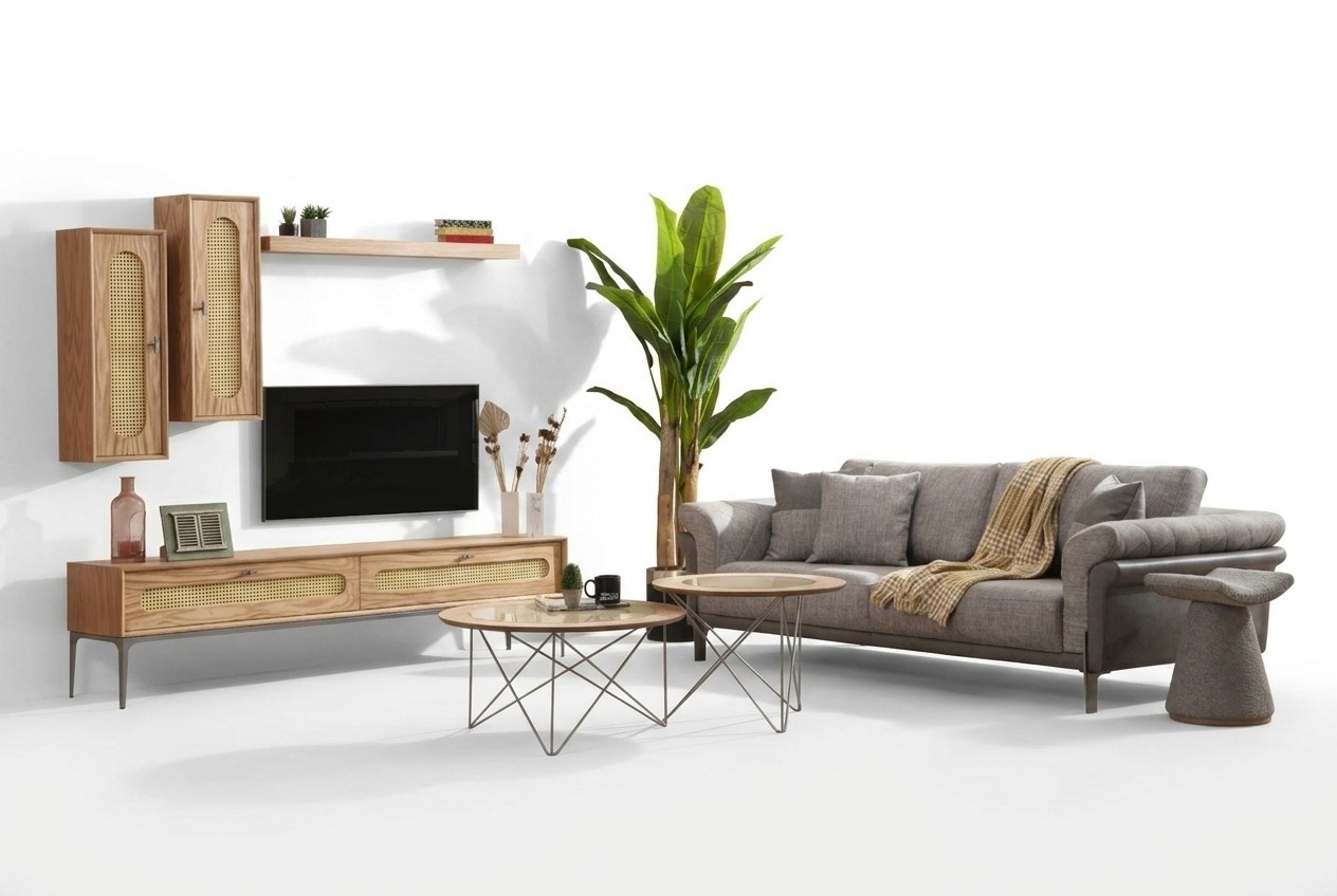 tv Schrank Lowboard rtv Möbel Sofa 3 Sitzer 2x Couchtische Fernsehwand