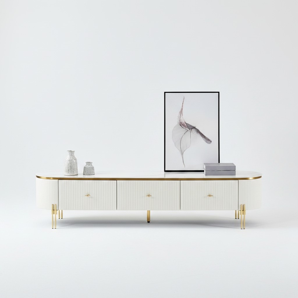 TV Ständer RTV Lowboard Weiß Modern Wohnzimmer Sideboard Holz Neu