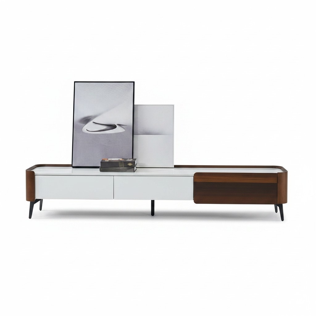 TV Ständer RTV Lowboard Weiß Tisch Holz Modern Wohnzimmer Sideboard1