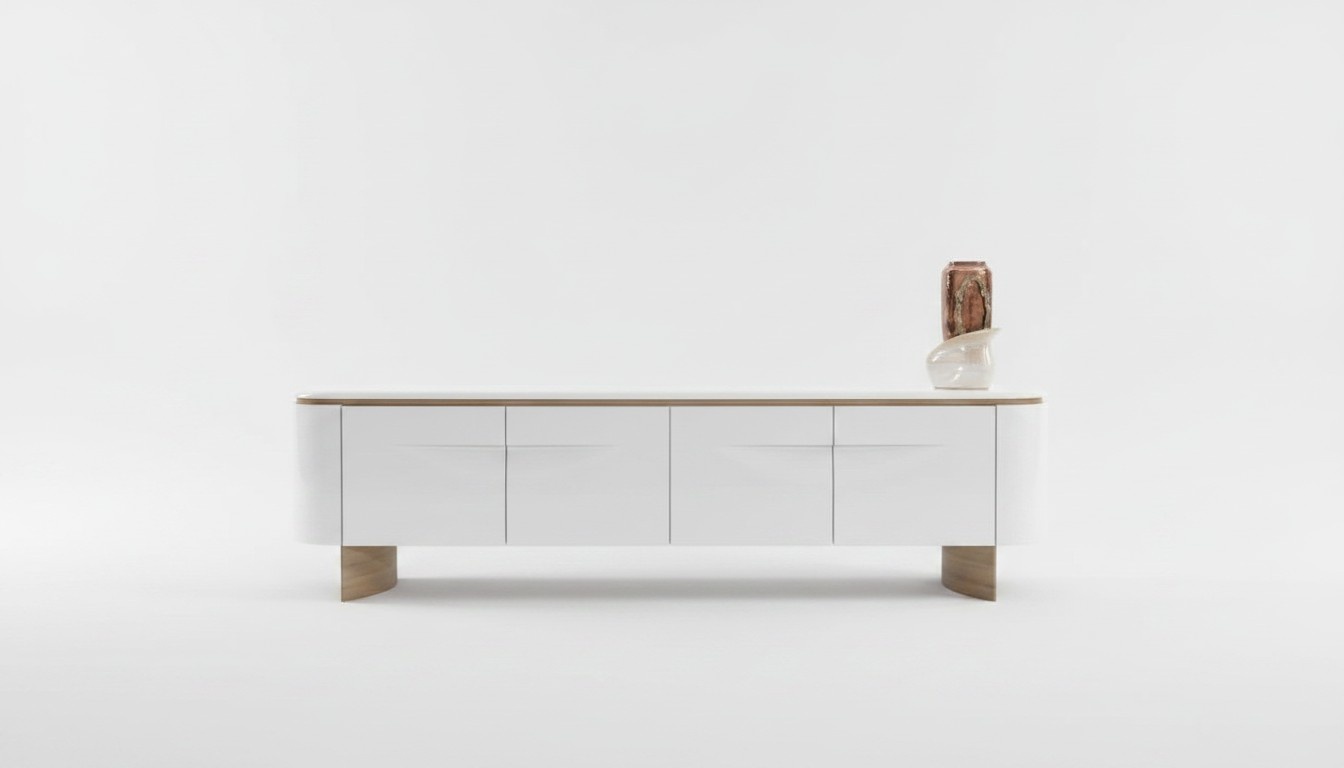 TV Ständer stilvoll RTV Lowboard Wohnwand Sideboard Weiß Holz Modern Design