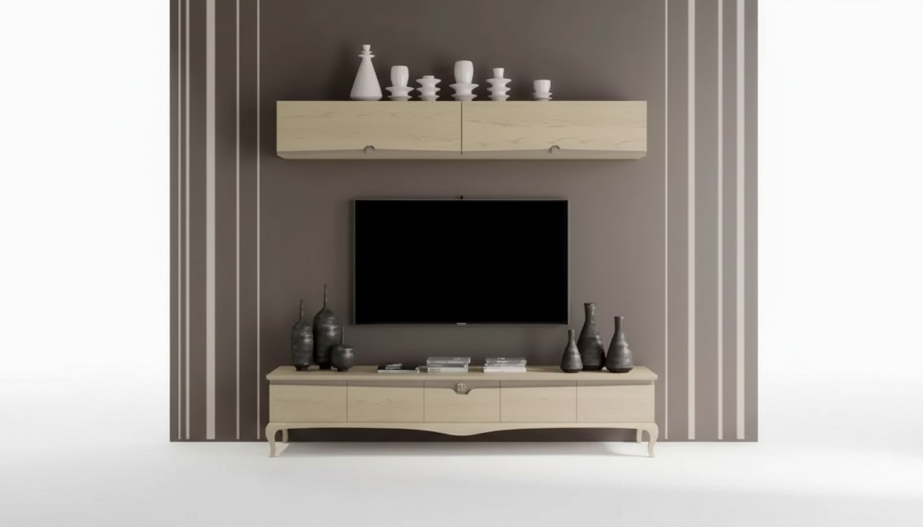 tv Ständer Wandregal Holztisch Wandregal Beige Klassisch Design Neu