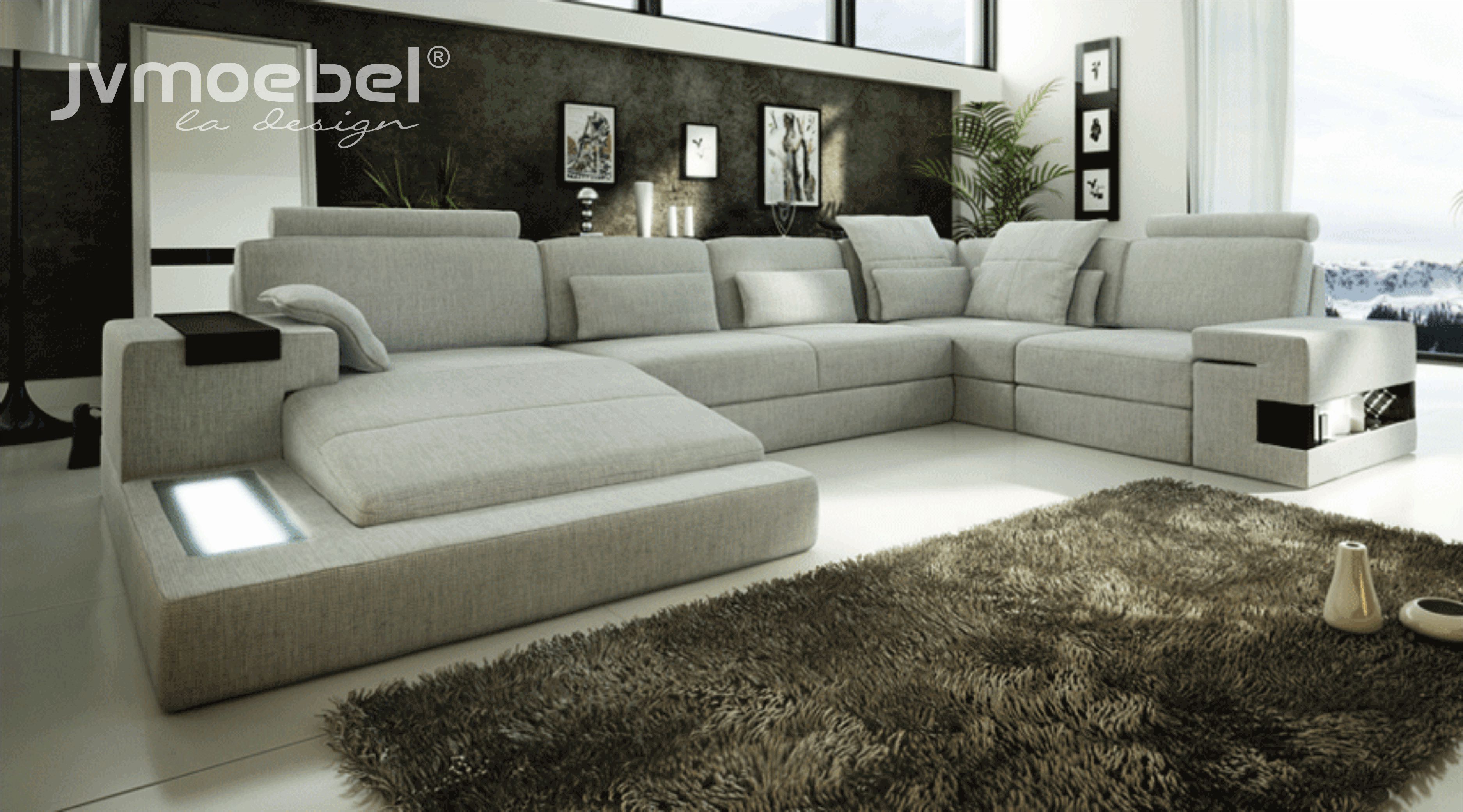 Designer Wohnlandschaft U-Form Couch Ecksofa Polster Textil Ecke Sofas Couchen