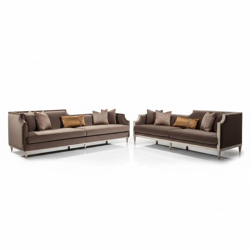 Viersitzer Sofagarnitur 4 Sitz Sofa Stoffsofa Polstersofa Braun Set