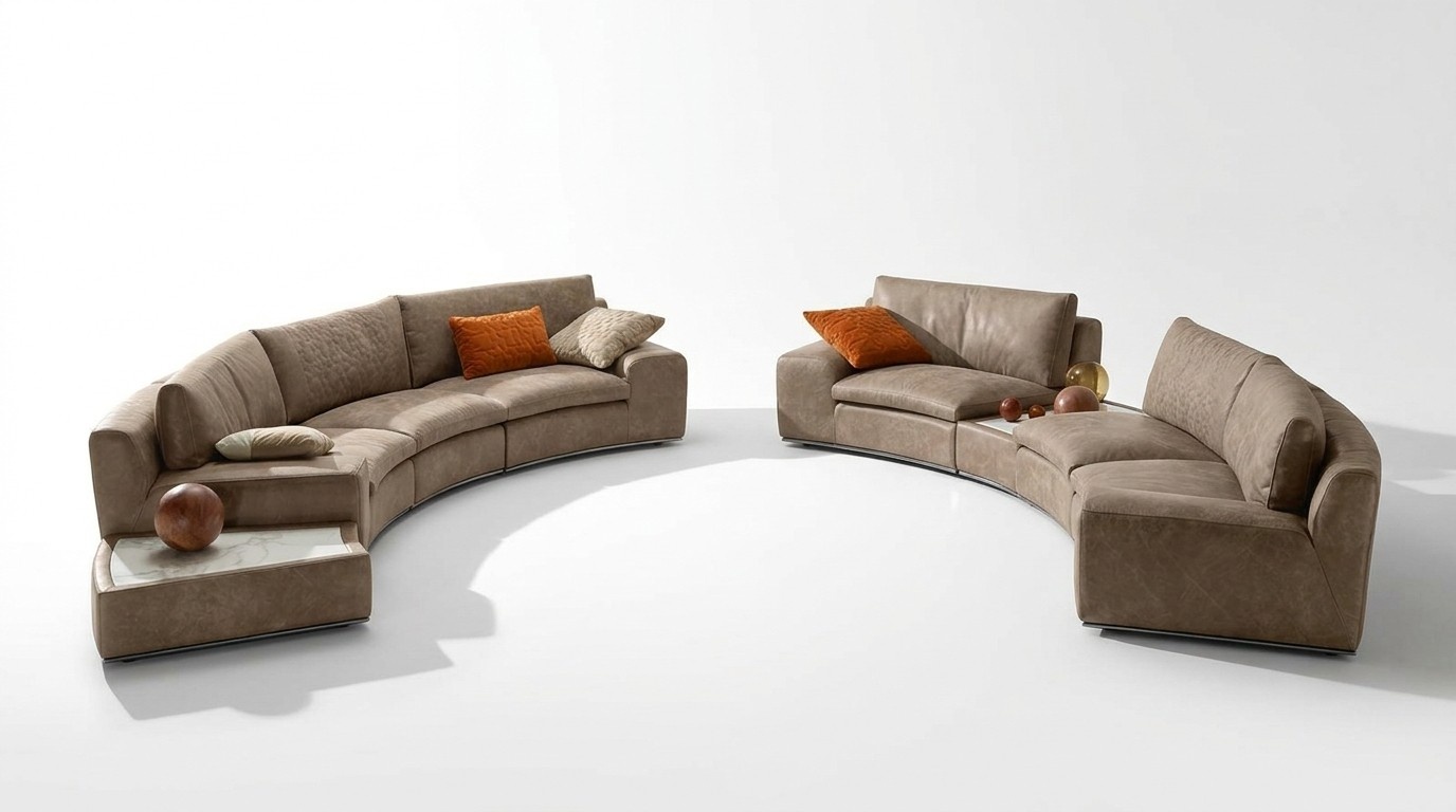 Villa Rund Couch Design Wohnlandschaft Runde Sofa Couchen Möbel Ecksofa
