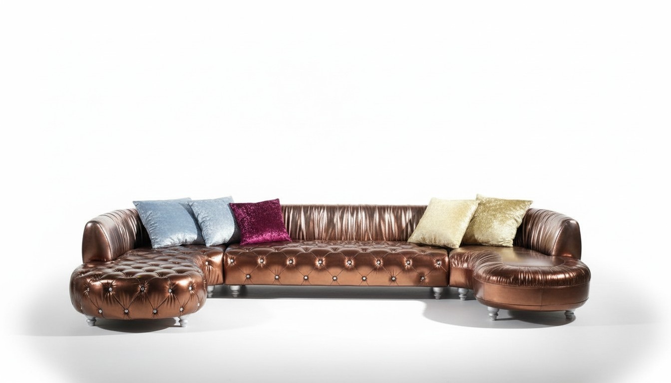 VIP Gold Designer Chesterfield Couch U Form Wohnlandschaft Polster Ecksofa Neu