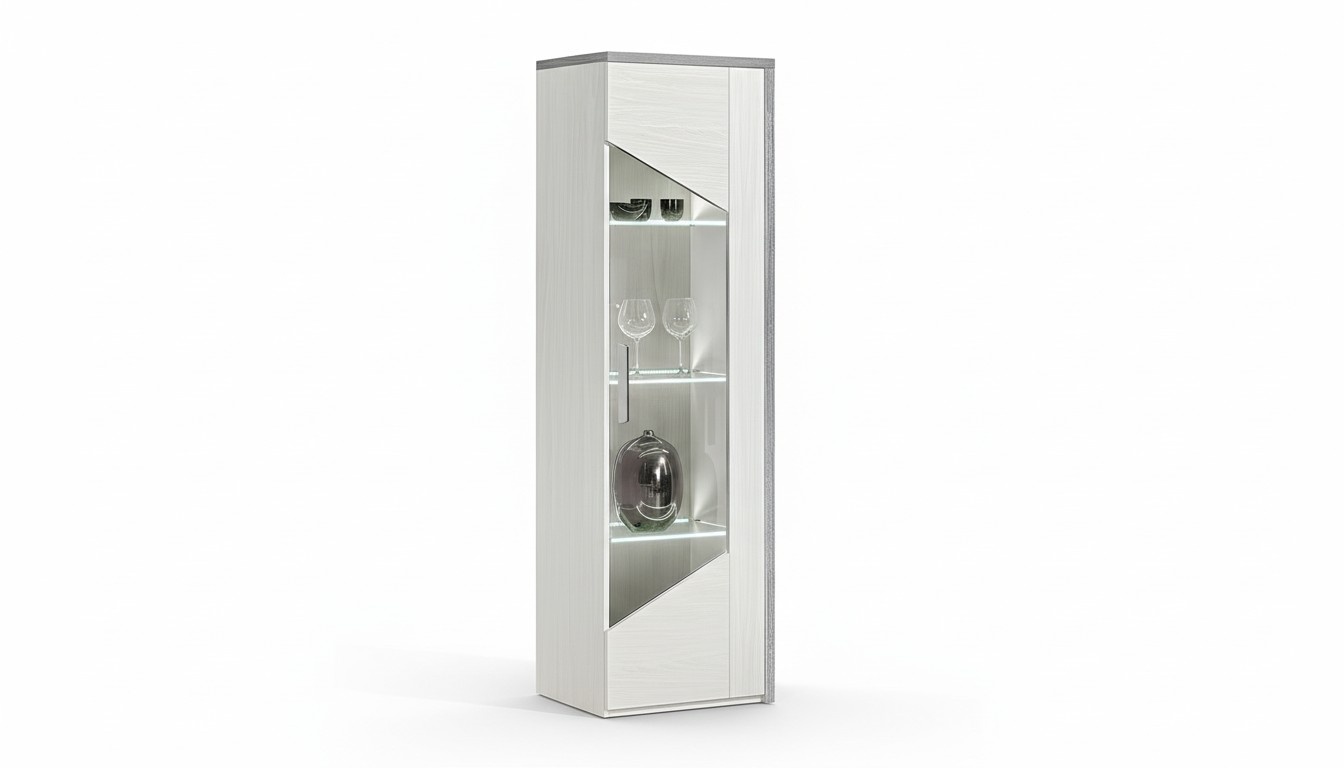 Vitrine 1 Tür Weiß Holz Schrank Vitrinen Wohnzimmer Schau Schränke Design Neu