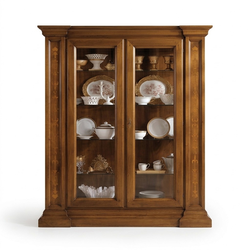 Vitrine 2 Tür Schrank Vitrinen Wohnzimmer Schränke Design Schrank Möbel Glas Neu