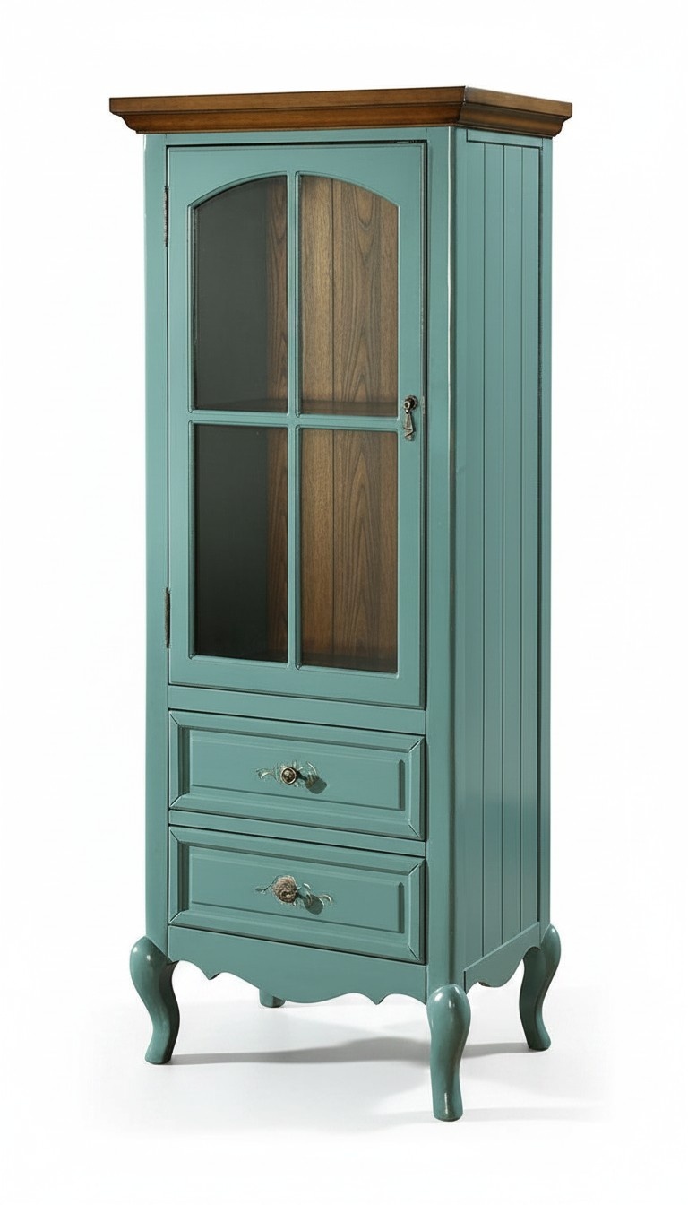 Kommode vitrine anrichte glas schrank hoch schränke echte holz möbel kommoden