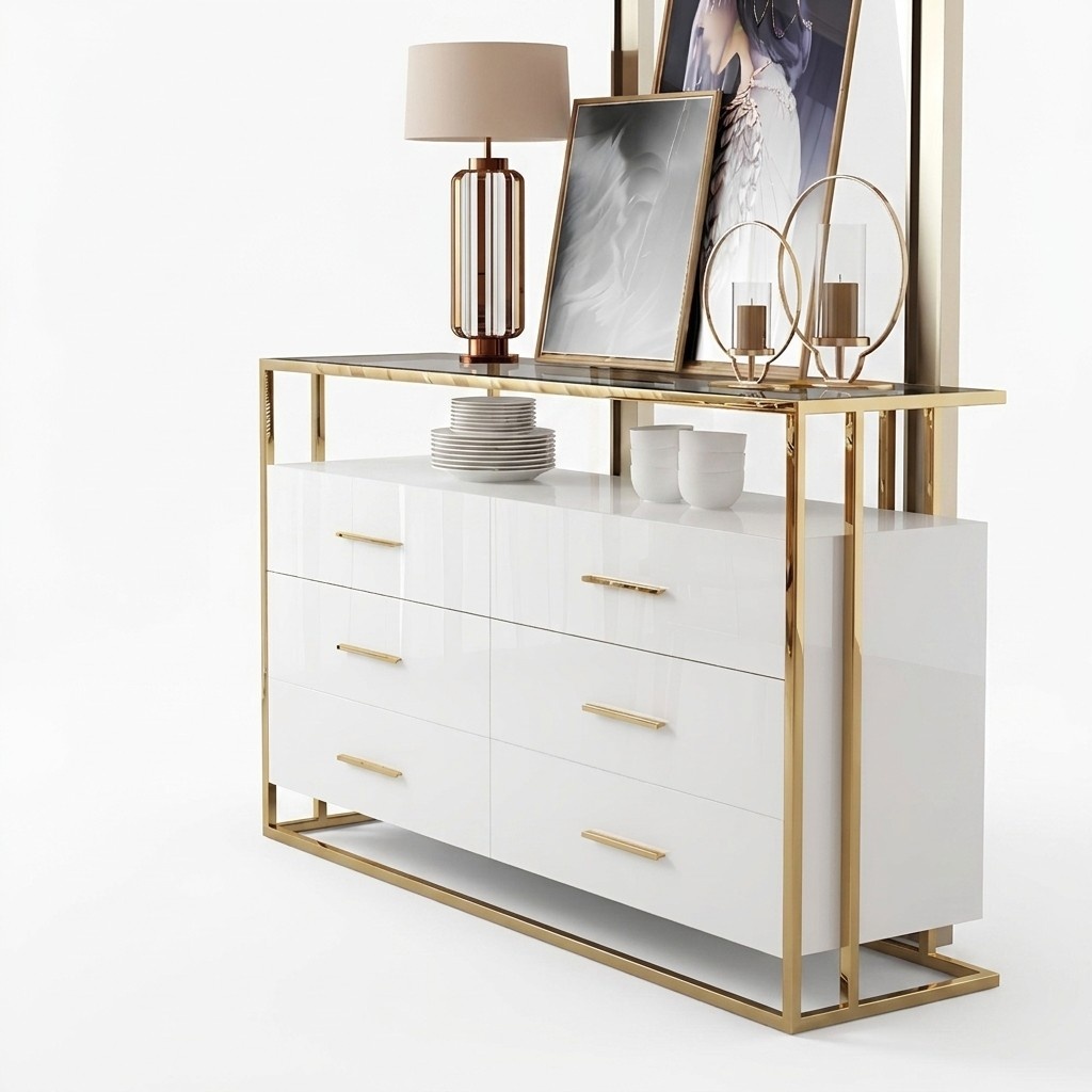 Anrichte Vitrine Schrank Kommode Modern Stil Wohnzimmer Kollektion Vitrinen Neu