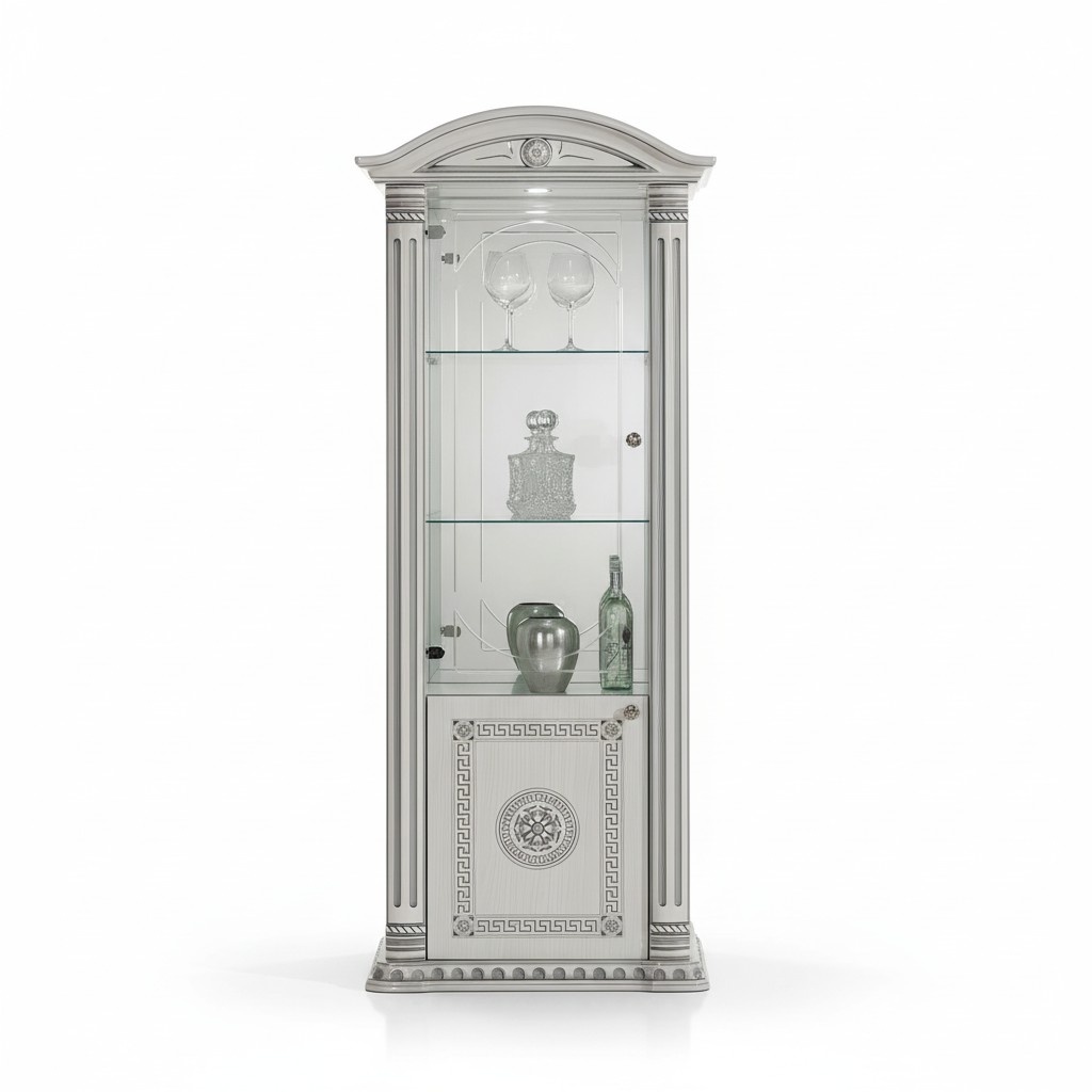 Vitrine Anrichte Vitrinen Luxus Glas Schrank Schranke Weiß Holz Design Möbel Neu