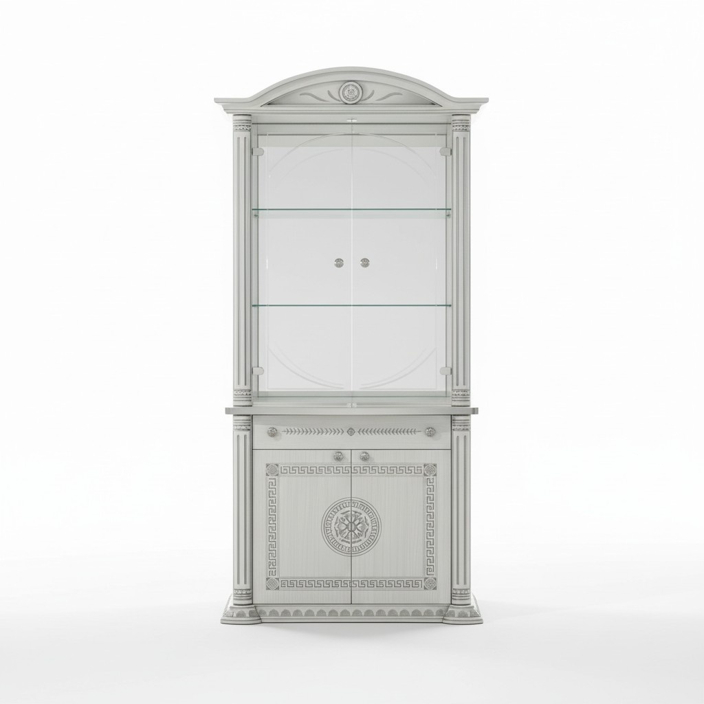 Vitrine Anrichte Weiß Vitrinen Luxus Glas Schrank Schränke Holz Design Möbel Neu