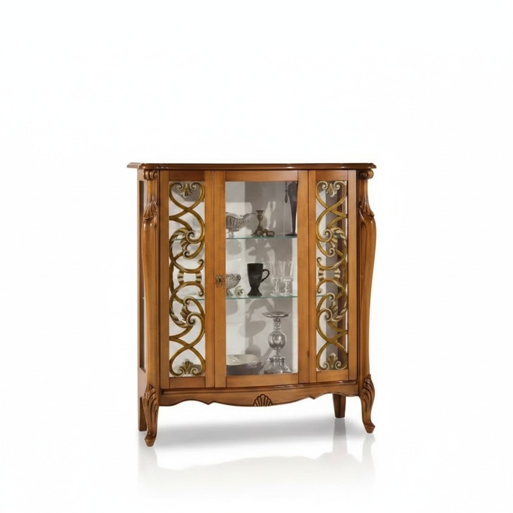Vitrine Glas Schrank Wohnzimmer luxus Einrichtung Holz Klassischе