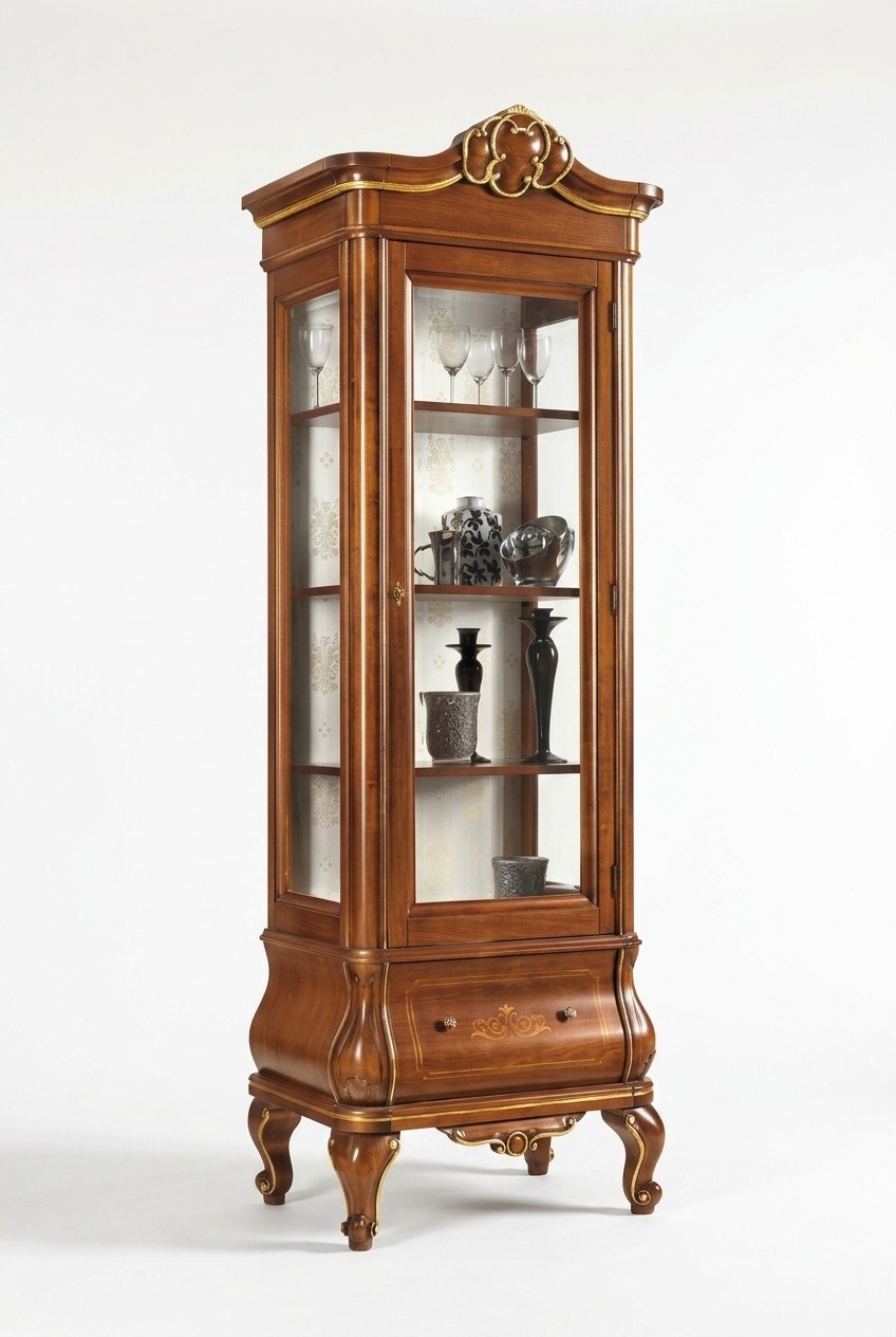 Vitrine Glasschrank Holz Schränke Wohnzimmer Vitrinen Italienische