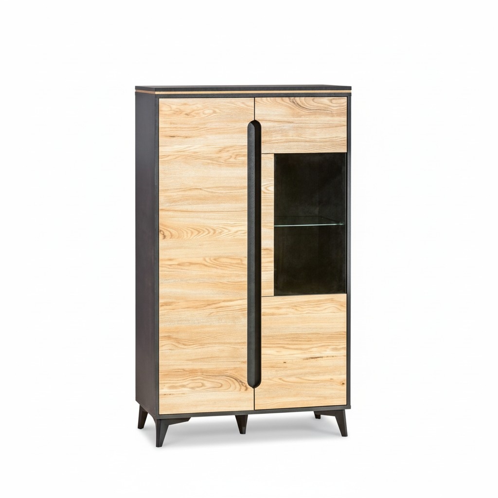 Vitrine Hochschrank Glas Schrank Vitrinen Regal Holz JVMöbel Wohnzimmer