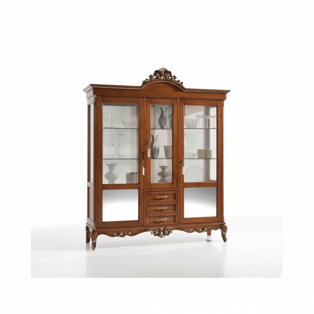 Vitrine Holz Schrank Klassische Vitrinen Holz Design Wohnzimmer Glas