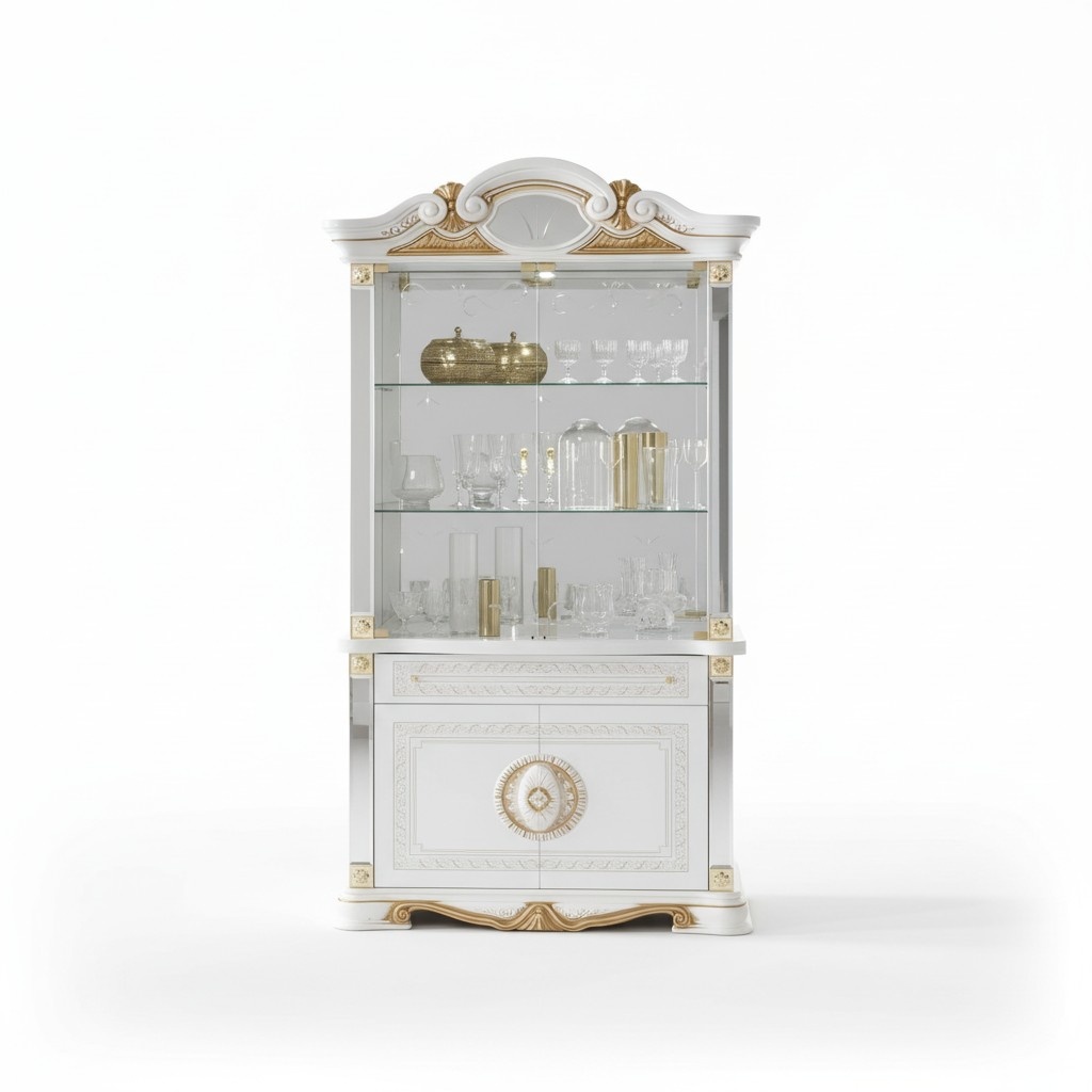 Vitrine Italienische Luxus Möbel Vitrinen Kommodenschrank Glas Design Schrank