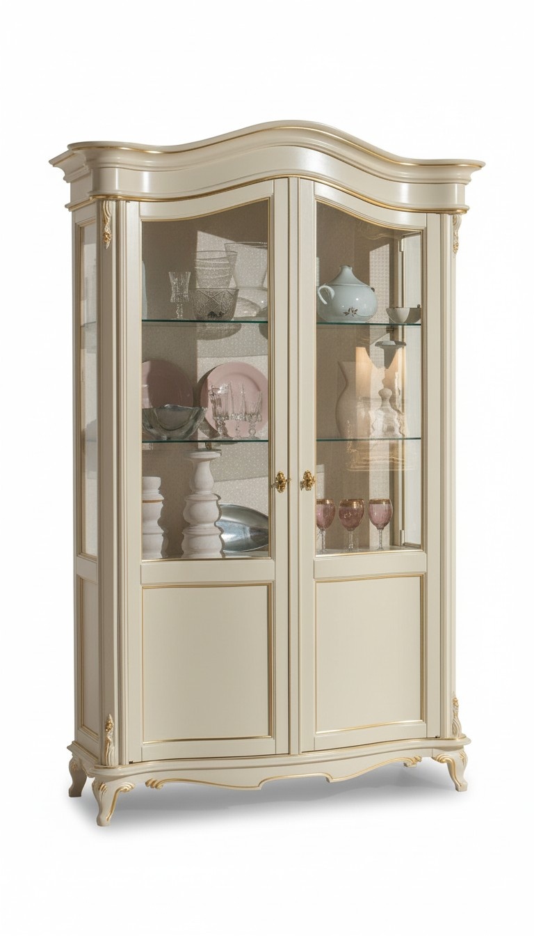 Vitrine Italienische Luxus Möbel Vitrinen Kommodenschrank Glas Design Schrank; Neu