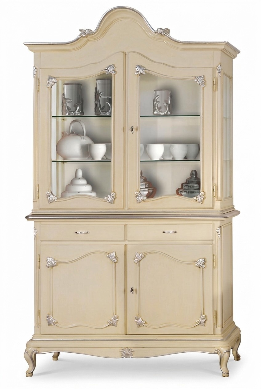 Vitrine Italienische Luxus Möbel Vitrinen Kommodenschrank Glas Design Schrank