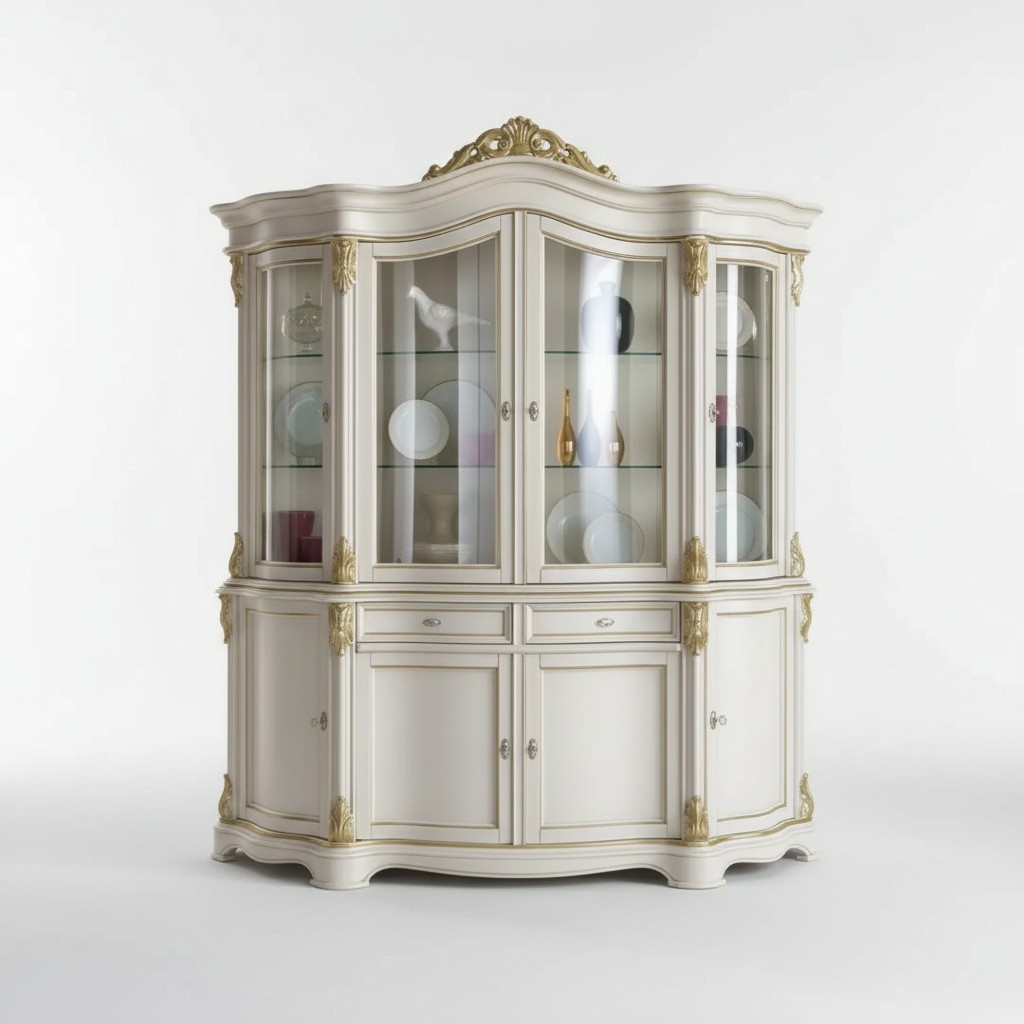 Vitrine Italienische Luxus Möbel Vitrinen Anrichte Schrank Glas Design