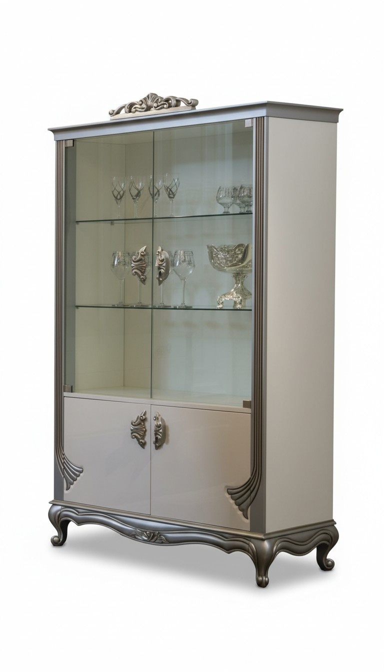 Vitrine Luxus Holz Schränke Italienische Möbel Wohnzimmer Anrichte Glas