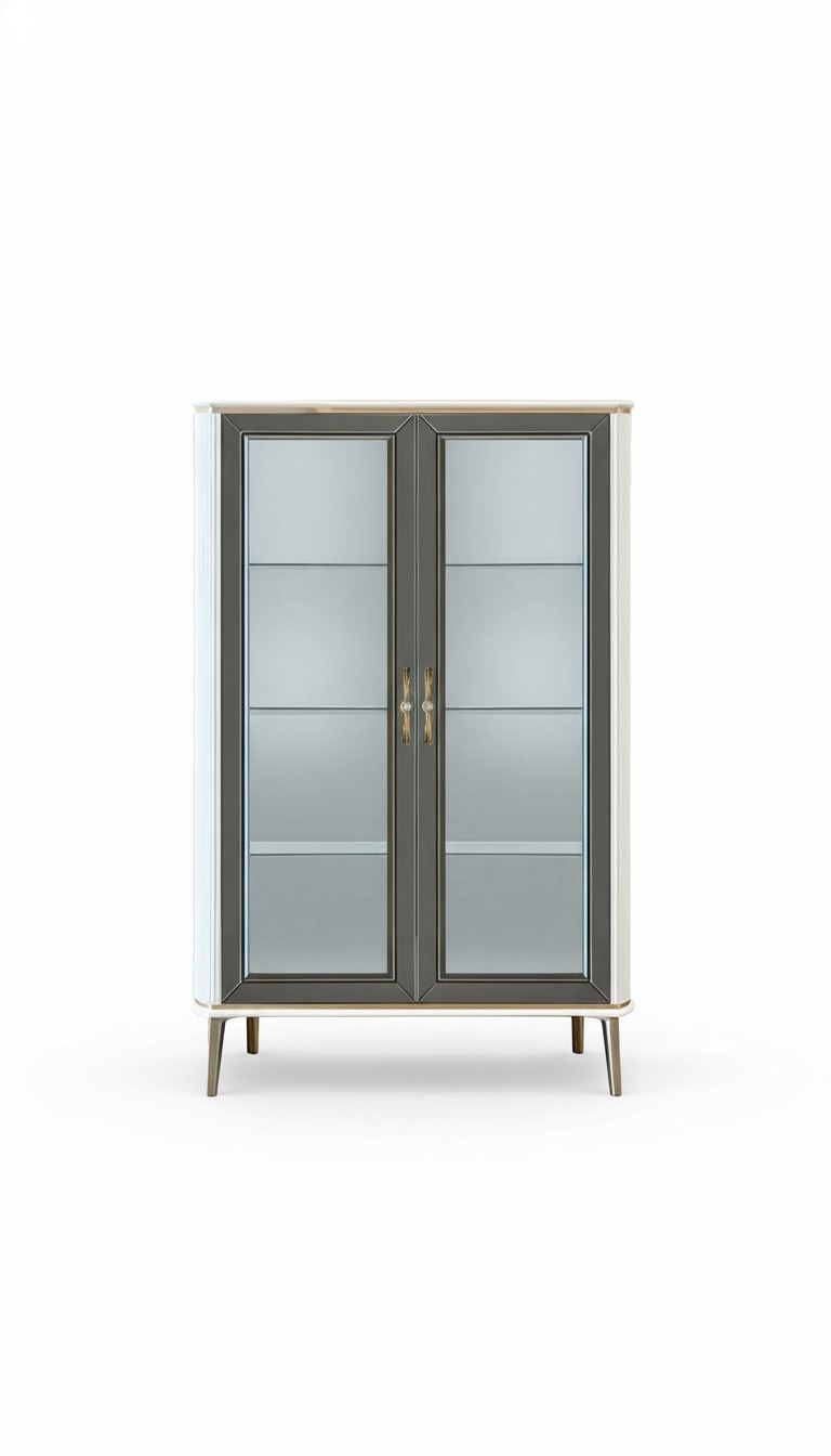 Vitrine Regal Glas Klassische Glasvitrinen für Wohnzimmer Rechteckig Lux Neu