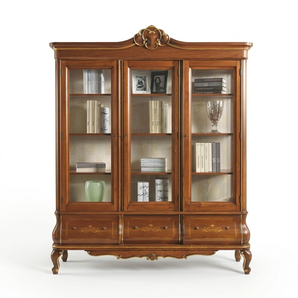 Vitrine Schrank Bücher Regal Holz Anrichte Klassische Italienische Möbel Regale