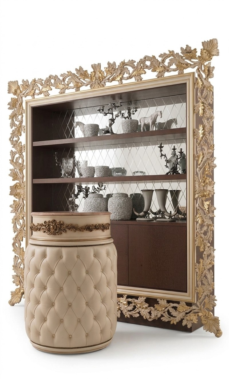 Vitrine Schrank Regal Wohnzimmer Bücherregal Holz Büroschrank Schränke Italien