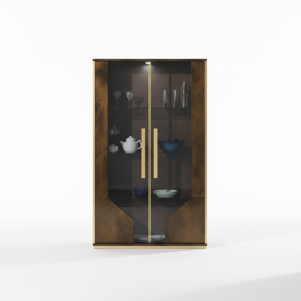 Vitrine Schrank Vitrinen Wohnzimmer Vitrinen Schränke Design 2 Tür Glas Schrank