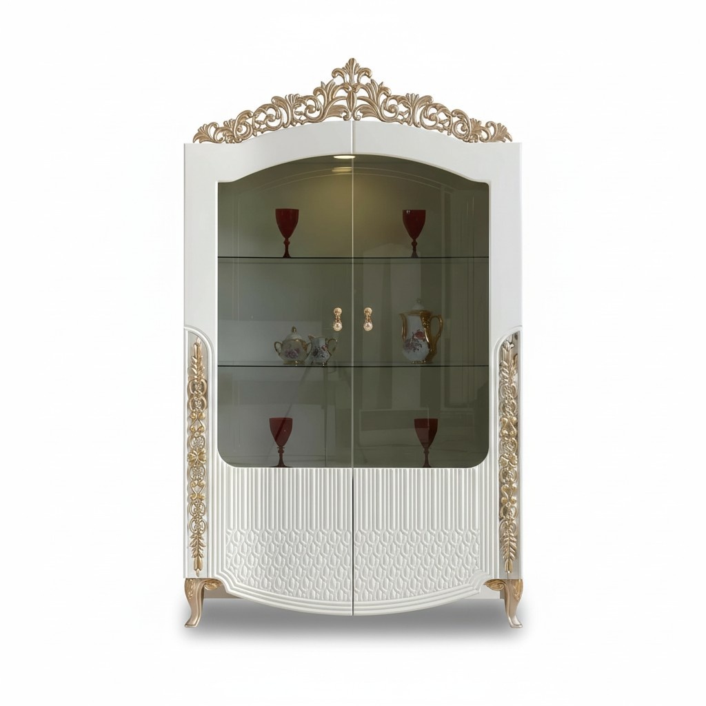 Vitrine standregal Wohnzimmer Design Möbel modern Holz/Glas Weiß