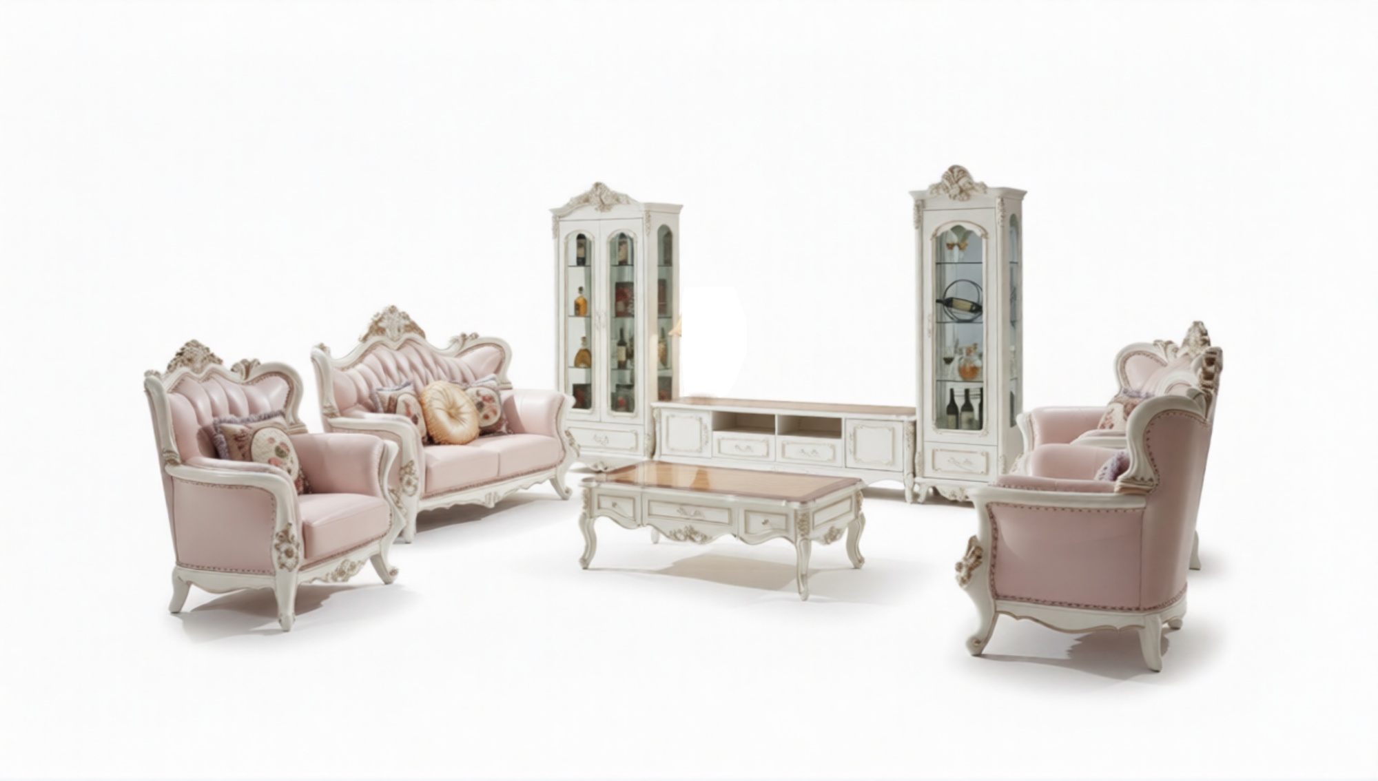 Vitrine Weiß Luxus Wohnzimmer Möbel Holz Design Glasschrank Vitrine Klassische