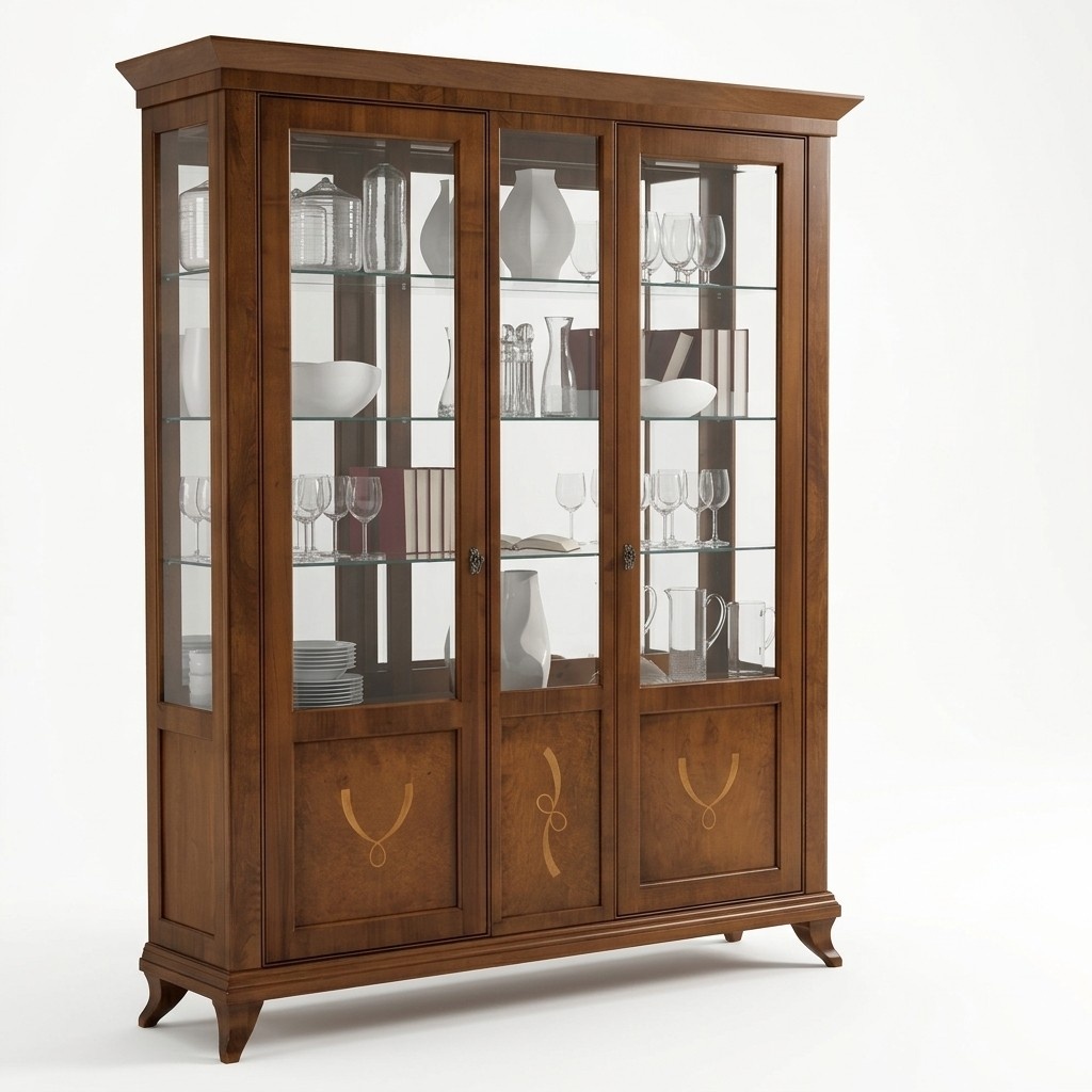 Vitrine Wohnzimmer Möbel Anrichte Massive Holz Vitrinen Glas Schrank Echtholz