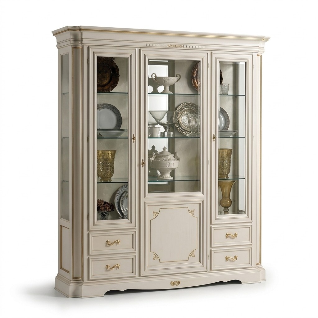 Vitrine Wohnzimmer Möbel Anrichte Massive Holz Vitrinen Glas Schrank Echtholz