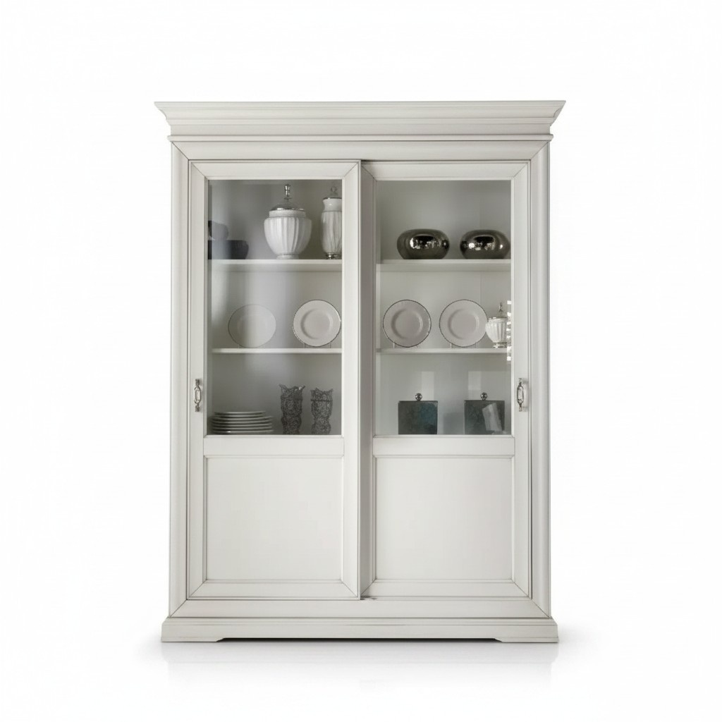 Vitrine Wohnzimmer Möbel Holz Vitrinen Glas Schrank Anrichte Weiß Neu