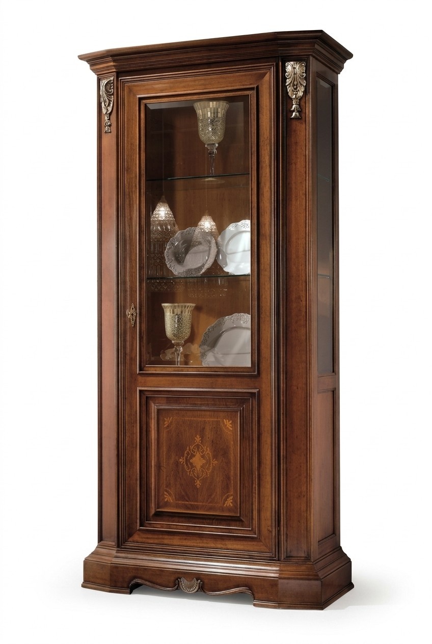 Vitrinen Glas Schrank Echtholz Vitrine Wohnzimmer Möbel Anrichte Massive Holz