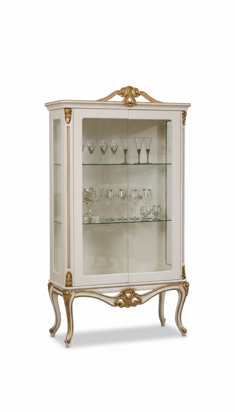 Vitrinen Glas Schrank Regal Holz Vitrine Design Art déco Wohnzimmer Neu