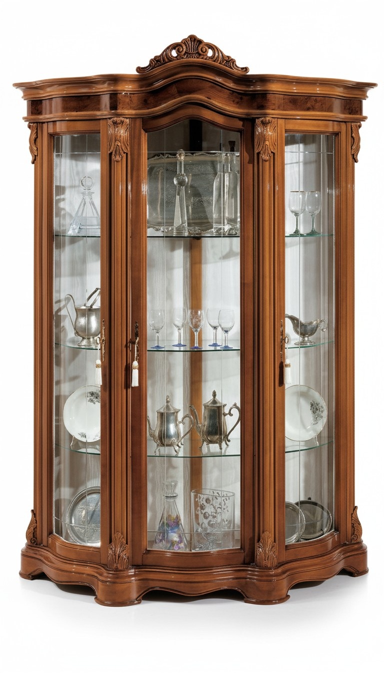 Vitrinen Glas Schrank Vitrine Wohnzimmer Holz Anrichte Italienische Möbel Regal; Neu